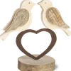 Waldfabrik, photophore en bois et étoile sapin de Noël 2 Oiseaux En Bois Sur Un Coeur, 9 Cm