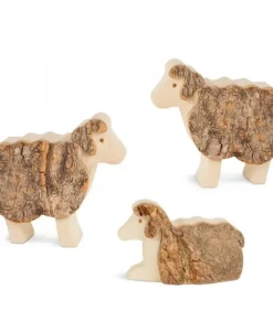 Waldfabrik, photophore en bois et étoile sapin de Noël Animaux En Bois Pour Crèche De Noël, Trois Moutons 5 Cm