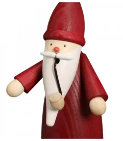 Seiffener Volkskunst Bonhomme Fumeur Père Noël Manteau Rouge