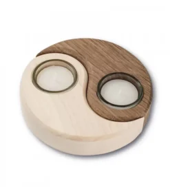 Waldfabrik, photophore en bois et étoile sapin de Noël Bougeoir En Bois A 2 Bougies Yin-Yang