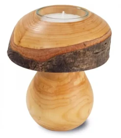 Waldfabrik, photophore en bois et étoile sapin de Noël Bougeoir En Bois, Champignon 12 Cm