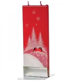 Flatyz, bougie décorative scandinave Bougie Décorative Bouvreuils Et Sapins Enneiges