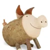 Waldfabrik, photophore en bois et étoile sapin de Noël Cochon En Bois Assis, 4 Cm