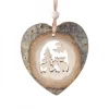 Waldfabrik, photophore en bois et étoile sapin de Noël Coeur En Bois A Suspendre Motif Cisele Elan, 7 Cm