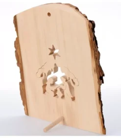 Waldfabrik, photophore en bois et étoile sapin de Noël Crèche A Poser En Ecorce De Bois, 18 Cm