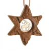 Waldfabrik, photophore en bois et étoile sapin de Noël Etoile En Bois, Motif Cisele Cerf, 7 Cm