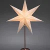 Konstsmide, guirlandes lumineuses de Noël Etoile Lumineuse Electrique 7 Branches En Papier, Blanche, Sur Pied Cuivre 48 Cm