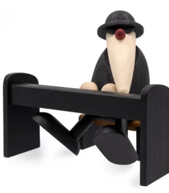 Köhler, Père Noël en bois Figurine Musicien Jazz, Pianiste Avec Lunettes Noires