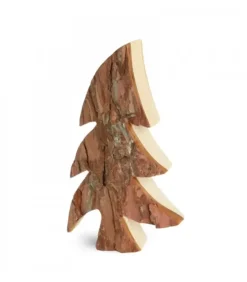 Waldfabrik, photophore en bois et étoile sapin de Noël Grand Sapin En Bois, Forme Penchee, 30 Cm