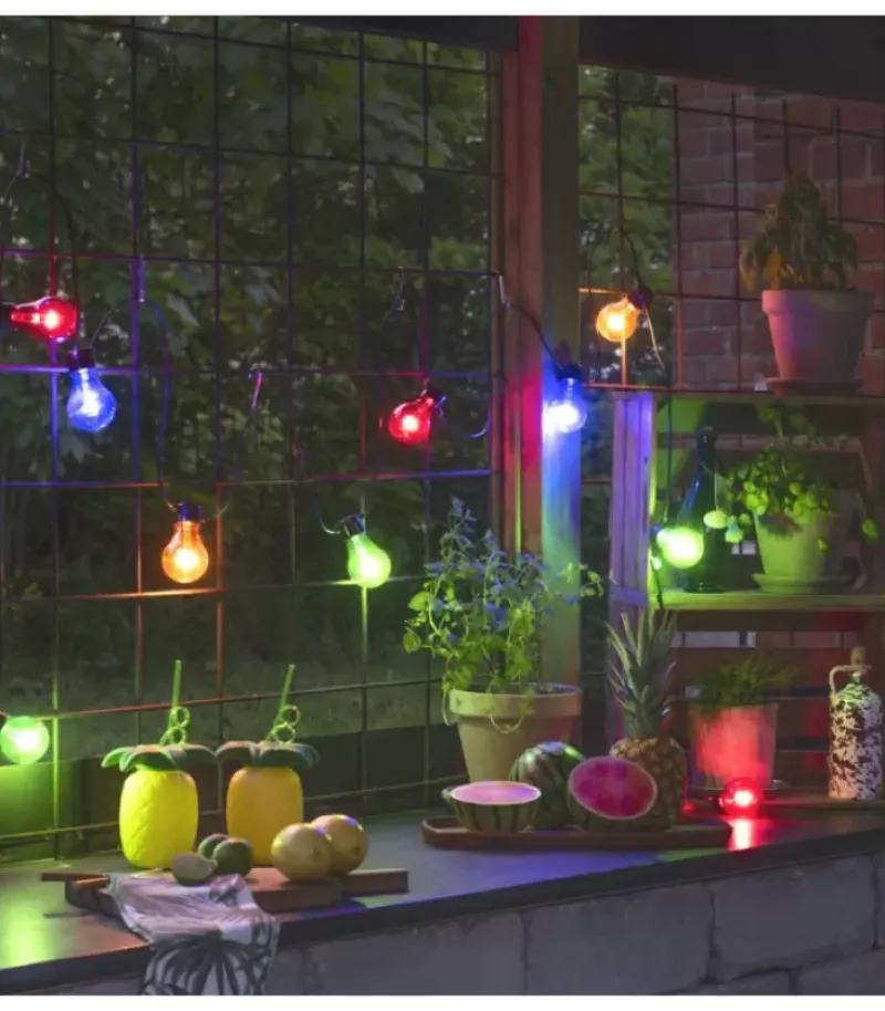 Konstsmide, guirlandes lumineuses de Noël Guirlande Lumineuse De Terrasse 10 M Extensible, 10 Ampoules Multicolores