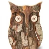 Waldfabrik, photophore en bois et étoile sapin de Noël Hibou En Bois D'Ecorce, 10 Cm