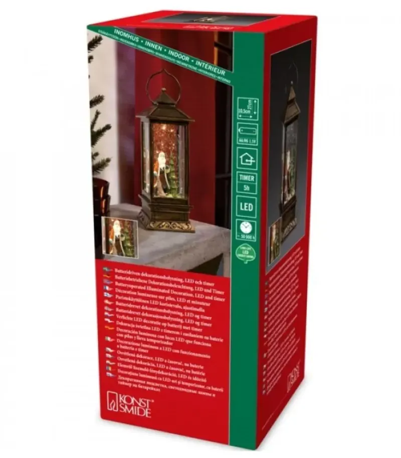Konstsmide, guirlandes lumineuses de Noël Lanterne De Noël À Neige Avec Père Noël, 27 Cm