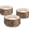 Waldfabrik, photophore en bois et étoile sapin de Noël Lot De 3 Bougeoirs En Bois Avec Ecorce, 9 Cm