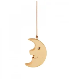 Waldfabrik, photophore en bois et étoile sapin de Noël Lune En Bois De Chene A Suspendre 8,5 Cm