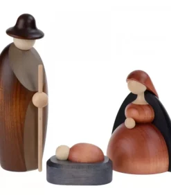 Köhler, Père Noël en bois Nativite, Petit Jesus, Joseph, Marie, 12 Cm