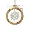Waldfabrik, photophore en bois et étoile sapin de Noël Pendentif En Bois D'Olivier Motif Cristal De Neige N°1
