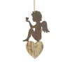 Waldfabrik, photophore en bois et étoile sapin de Noël Petit Ange En Metal A Suspendre Et Coeur Dans La Main