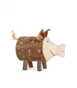 Waldfabrik, photophore en bois et étoile sapin de Noël Petit Cochon En Bois, 3 Cm