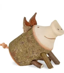 Waldfabrik, photophore en bois et étoile sapin de Noël Petit Cochon En Bois Assis, 3 Cm