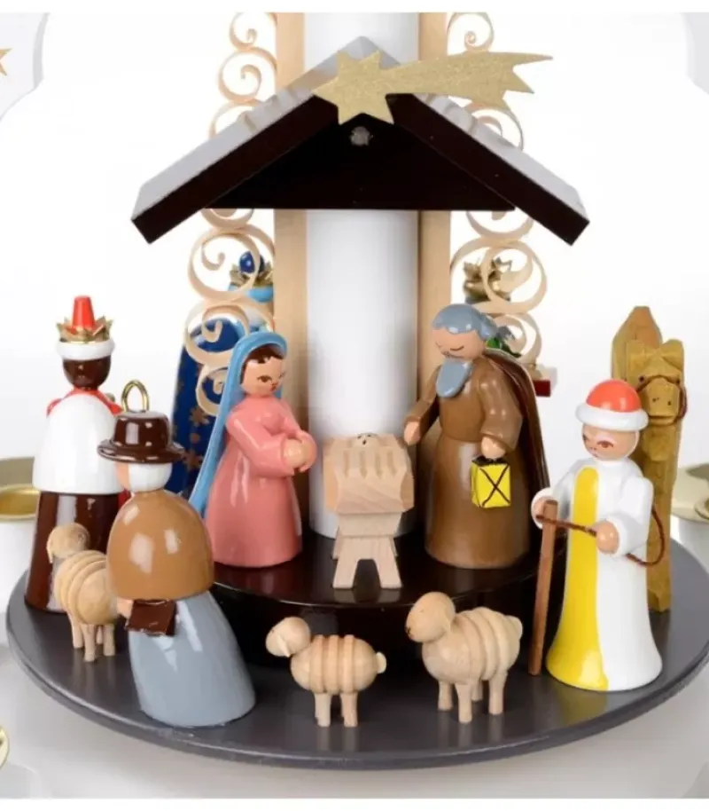 Richard Glasser, Pyramides de Noël allemandes Pyramide Allemande Avec Crèche De Noël Blanche