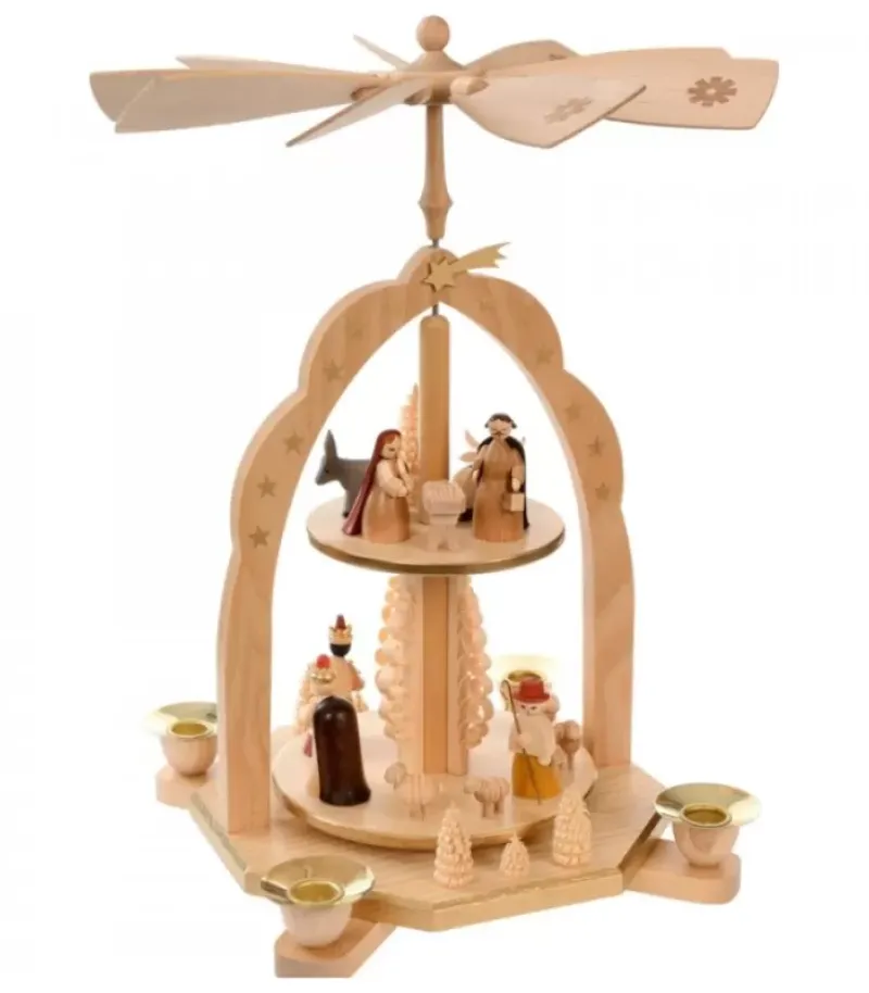 Richard Glasser, Pyramides de Noël allemandes Pyramide Avec Scene De Crèche De Noël Complete