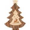 Waldfabrik, photophore en bois et étoile sapin de Noël Sapin De Noël En Bois Avec Gravure Cerf, 15 Cm