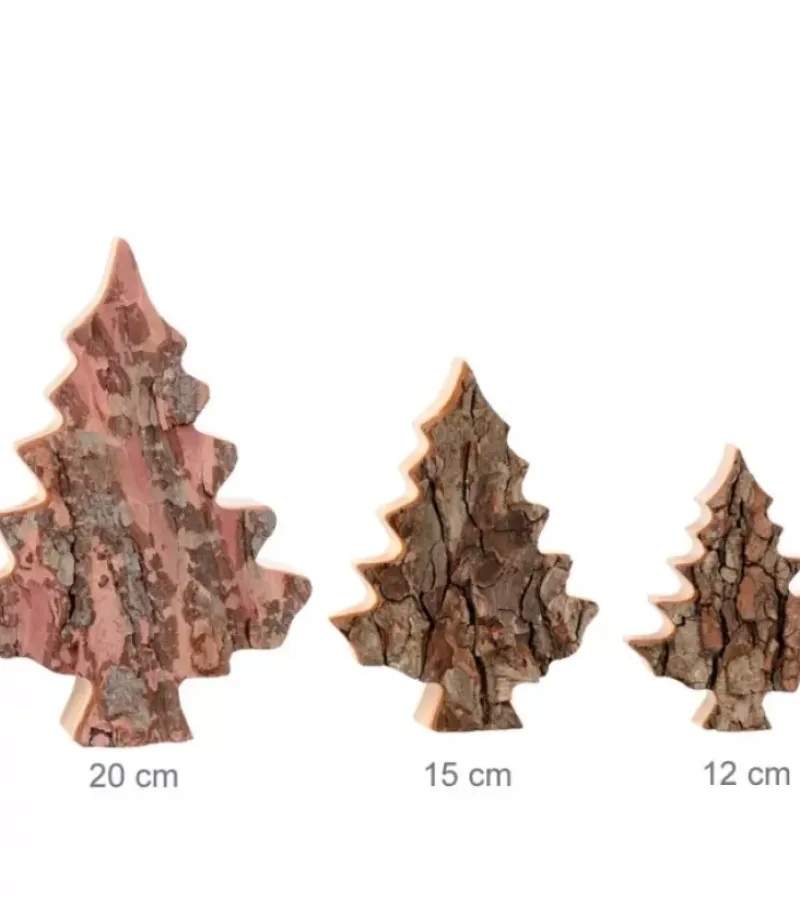 Waldfabrik, photophore en bois et étoile sapin de Noël Sapin En Bois Déco En Ecorce 15 Cm