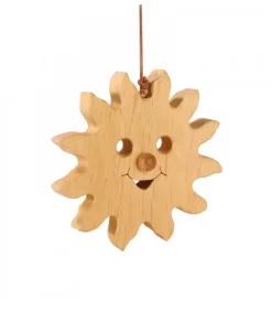 Waldfabrik, photophore en bois et étoile sapin de Noël Soleil A Suspendre En Bois De Chene 12 Cm