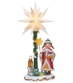 Hubrig, figurines pour enfant Village De Noël Miniature, Fillette Chantant Sous Etoile De Noël