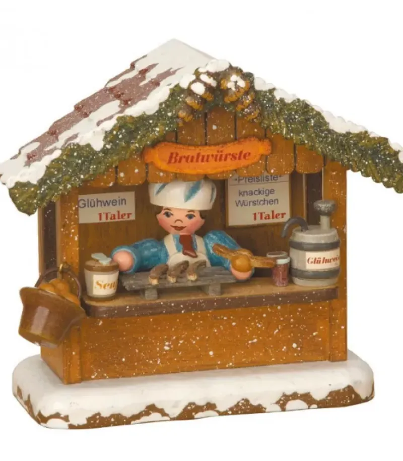 Hubrig, figurines pour enfant Village Noël Miniature, Chalet Marche De Noël Vendeur De Saucisses
